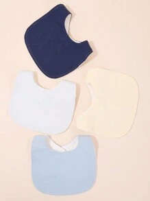 4 قطع من المريلة المضادة للماء للأطفال ذات اللون موحد اللون وبتصميمياقة مستديرة وU-شكل للأولاد والفتيات، تصميم أنيق.