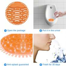 6入組香味防臭小便器螢幕,適用於廁所、餐廳、辦公室、學校的防濺小便器螢幕,3入藍色+3入橘色 - 彩色 - 查看 3