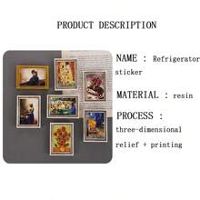 世界著名畫作設計的樹脂冰箱磁鐵 - 粉色 - 查看 4