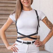 1 件功能性龐克風格安全帶,女士街頭時尚配件,可搭配洋裝、jk、襯衫和吊帶背心 - 黑色 - 查看 3