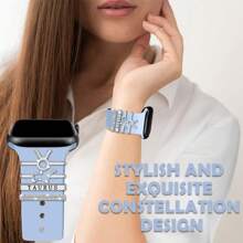 2024 Mới 12 Chòm sao Trang trí Nhẫn Tương thích với Apple Watch Silicone 49mm 45mm 44MM 42mm 41mm 40mm 38mm Loạt 8 7 6 5 4 3 Kim loại Kim cương Phụ kiện - Bạc - Xem 2