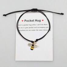 1pc, Bee Happy, Little Pocket Hug Bracelet, Positivity Encouragement Gift, Valentine Gift, Birthday Gift, Cheer Up Card, Cute Friendship Present, Gifts For Friends - Gold - View 14