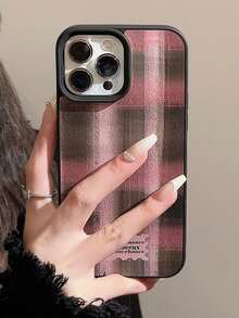 1入組女孩色塊格紋蘋果手機殼，適用於 iPhone 12/13、11＆14/Max，秋冬款式，甜美且時髦風格 - 彩色 - 查看 2