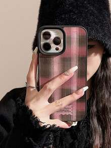 1入組女孩色塊格紋蘋果手機殼，適用於 iPhone 12/13、11＆14/Max，秋冬款式，甜美且時髦風格 - 彩色 - 查看 5