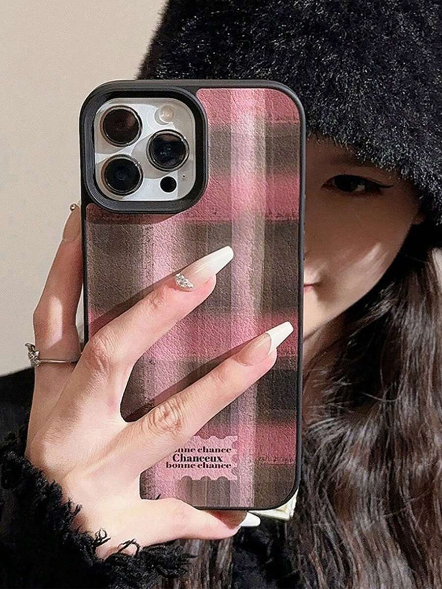 1入組女孩色塊格紋蘋果手機殼，適用於 iPhone 12/13、11＆14/Max，秋冬款式，甜美且時髦風格 - 彩色 - 查看 1