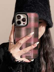 1入組女孩色塊格紋蘋果手機殼，適用於 iPhone 12/13、11＆14/Max，秋冬款式，甜美且時髦風格 - 彩色 - 查看 4