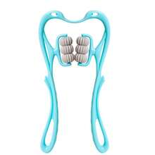 Cervical Massager Clip Neck Massage Artifact Six Wheel Neck Kneading Massager Manual Multifunctional Home Use Fatigue Relief - Blue - View 6