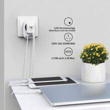 TESSAN Adaptador Enchufe Australia, 2X Adaptador Enchufe Europa a Australia, Adaptador Australia España para Australia, Argentina, Nueva Zelanda, China, Enchufe Tipo I - Gris - Ver 3