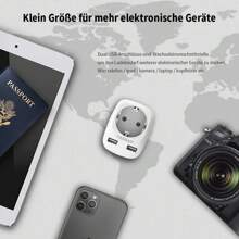 TESSAN Adaptador Enchufe Australia, 2X Adaptador Enchufe Europa a Australia, Adaptador Australia España para Australia, Argentina, Nueva Zelanda, China, Enchufe Tipo I - Gris - Ver 4