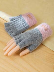 1 雙女/男半指羊毛手套,保暖兩用手套,粉紅色和灰色 - 彩色 - 查看 7