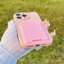 1 Miếng Chất lỏng silicon Hai lớp Nhung Ốp lưng & bao da điện thoại Với Thẻ Túi , Chống sốc Và Thiết kế đơn giản , Tương thích với Apple 15promax , Samsung A14 , Redmi Điện thoại - Hồng - Xem 6