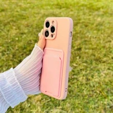 1 Miếng Chất lỏng silicon Hai lớp Nhung Ốp lưng & bao da điện thoại Với Thẻ Túi , Chống sốc Và Thiết kế đơn giản , Tương thích với Apple 15promax , Samsung A14 , Redmi Điện thoại - Hồng - Xem 4