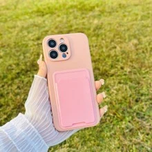 1 Miếng Chất lỏng silicon Hai lớp Nhung Ốp lưng & bao da điện thoại Với Thẻ Túi , Chống sốc Và Thiết kế đơn giản , Tương thích với Apple 15promax , Samsung A14 , Redmi Điện thoại - Hồng - Xem 3