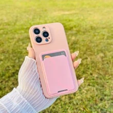 1 Miếng Chất lỏng silicon Hai lớp Nhung Ốp lưng & bao da điện thoại Với Thẻ Túi , Chống sốc Và Thiết kế đơn giản , Tương thích với Apple 15promax , Samsung A14 , Redmi Điện thoại - Hồng - Xem 2