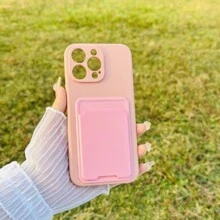 1 Miếng Chất lỏng silicon Hai lớp Nhung Ốp lưng & bao da điện thoại Với Thẻ Túi , Chống sốc Và Thiết kế đơn giản , Tương thích với Apple 15promax , Samsung A14 , Redmi Điện thoại - Hồng - Xem 5
