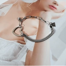 極簡不鏽鋼可吸附心形情侶手鍊 - 銀色 - 查看 5