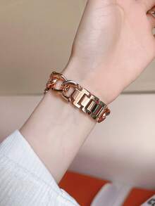 1 件玫瑰金輕奢時尚金屬單鍊長錶帶 Apple Watch 錶帶相容 - 玫瑰金 - 查看 4