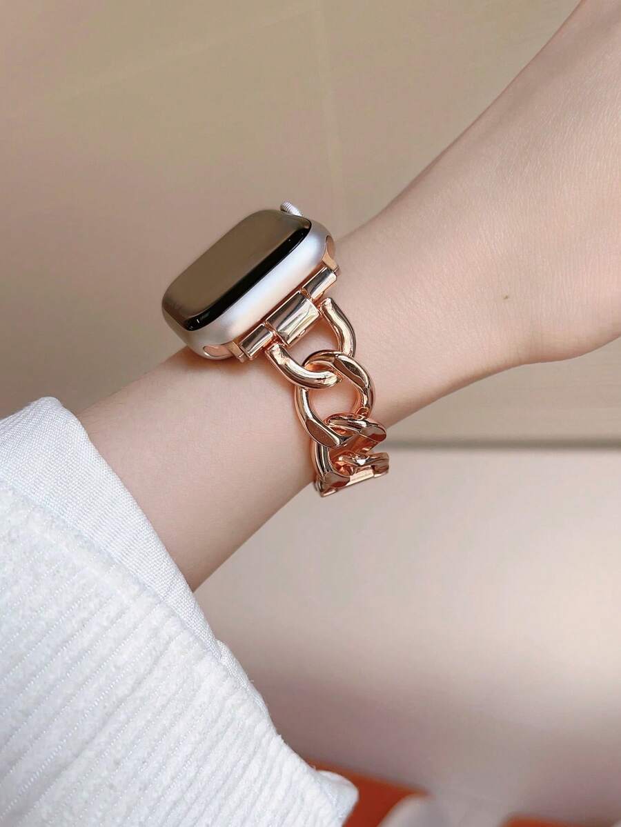 1 件玫瑰金輕奢時尚金屬單鍊長錶帶 Apple Watch 錶帶相容 - 玫瑰金 - 查看 1
