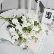 1pc Pea Flower, Peablossom, Artificial Flower, Polyester Fiber Material, Home Decoration, Garden Decoration, School Dormitory Decoration, Party Event Holiday Party Decoration, Hotel Restaurant Living Room Bedroom Wedding Kitchen Garden Decoration, Spring And Summer Decoration - White - View 10