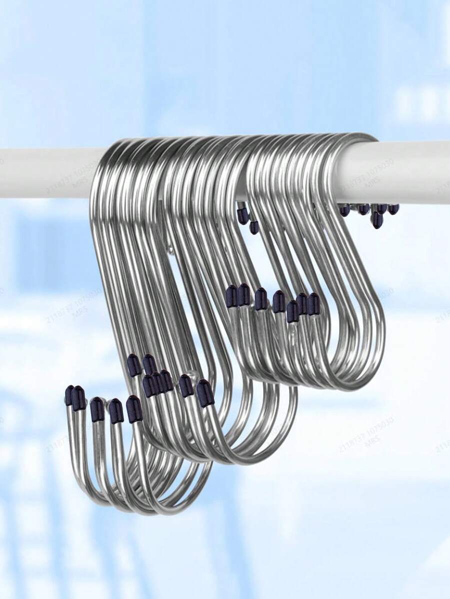 4入組重型不銹鋼雙s形掛鉤,金屬s形掛鉤,適用於廚房,衣物,鍋具,餐具,盆栽,毛巾,園藝工具 - 銀色 - 查看 1