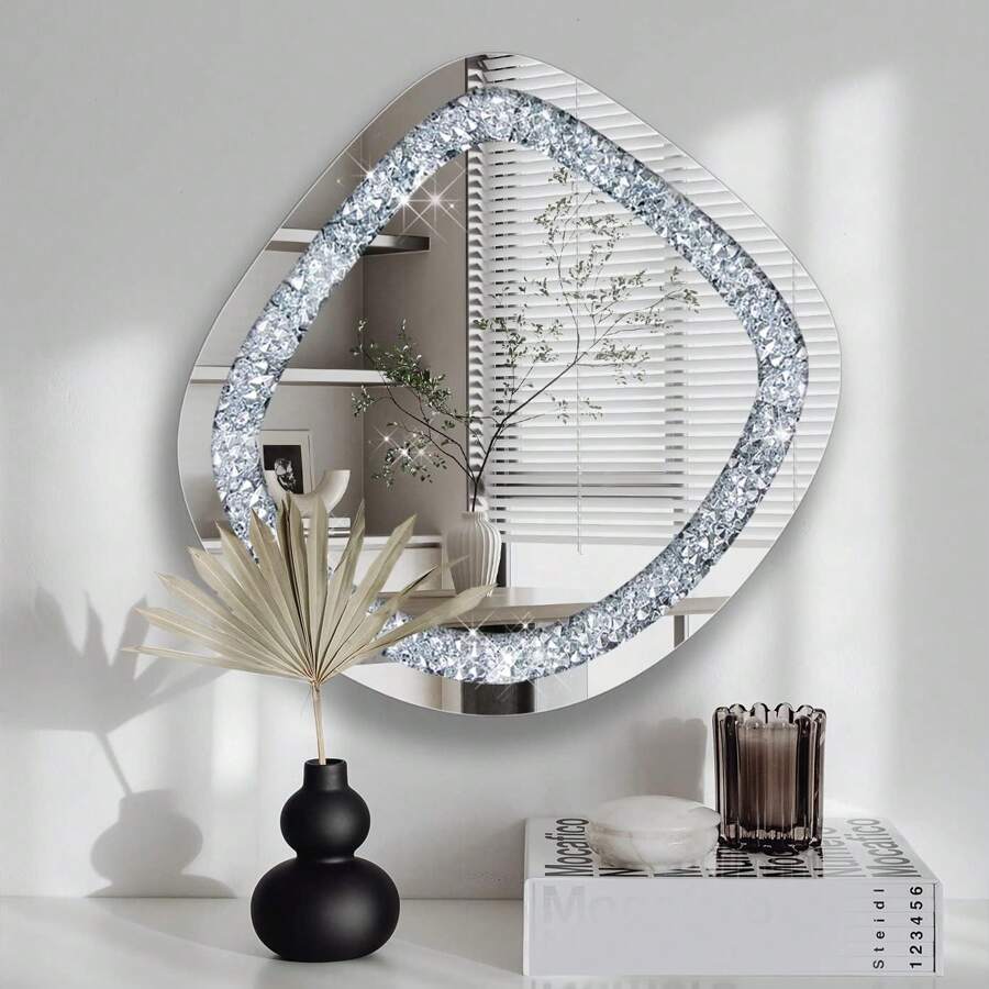 MO.WA Moderne wandspiegel, gemaakt in Italië, rechthoekige spiegel 72 x 95 cm, bladzilver, wandspiegel van hout, spiegel voor slaapkamer, entree