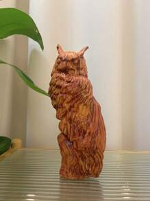 這是一個擁有靈魂和智慧的夜間守護者貓頭鷹雕像 - 香椿木 - 查看 1