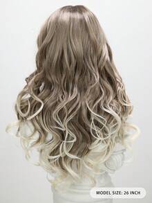26吋t型蕾絲13*6*1灰色漸變水深波浪合適日常穿戴的合成纖維女士假髮 - 漸層 - 查看 5