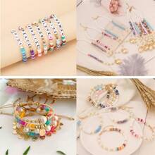 Juego de 12 hebras con 4200 piezas de cuentas redondas planas de arcilla polimérica de colores de caramelo de 6 mm - hojas de arcilla polimérica, cuentas espaciadas para hacer joyas, manualidades DIY de pulseras, collares y aretes para mujeres