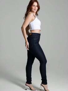 Women Jeans - 藍色 - 查看 5