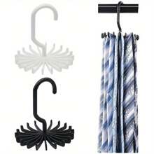 2 件/包 360° 旋轉領帶架,附 20 個掛鉤防滑防銹耐用圍巾和領帶收納盒 - 白色 - 查看 10