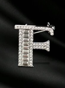 1pc 英文26字母胸针 水钻 典雅合金胸针 水钻镶嵌 典雅 胸花配饰 服装配饰 - 銀色 - 查看 14