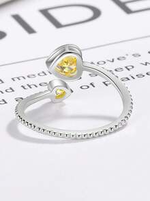 1 件 S925 純銀可調式心形雙刻面十一月生日石開口戒指鍍金,是情人節或生日送給女朋友或女兒的理想禮物 - 金黃色 - 查看 3