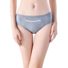 Bragas calzones menstruales algodón cintura alta antiderrames antifugas mujer 3 piezas - Negro - Ver 9