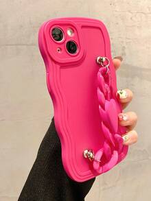 1 件粉紅色矽膠保護手機殼搭配心型肩帶相容 Iphone 15 14 13 12 11pro Max - 彩色 - 查看 2