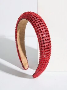 1pc Sparkling Headband With Gemstone Decoration And Thickened Sponge For Teen Girls - Red - View 1