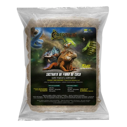 Reptilia Sustrato de Coco 50% Fibra 50% Polvillo para Reptiles, Anfibios, Insectos y Arácnidos