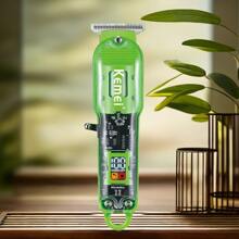 Kemei 科美 Km-1133 液晶显示理发器，透明机身，专业电动毛发修剪器，男士多功能电动剃须刀，带剃须刀，男士美容套装 - 綠色 - 查看 5
