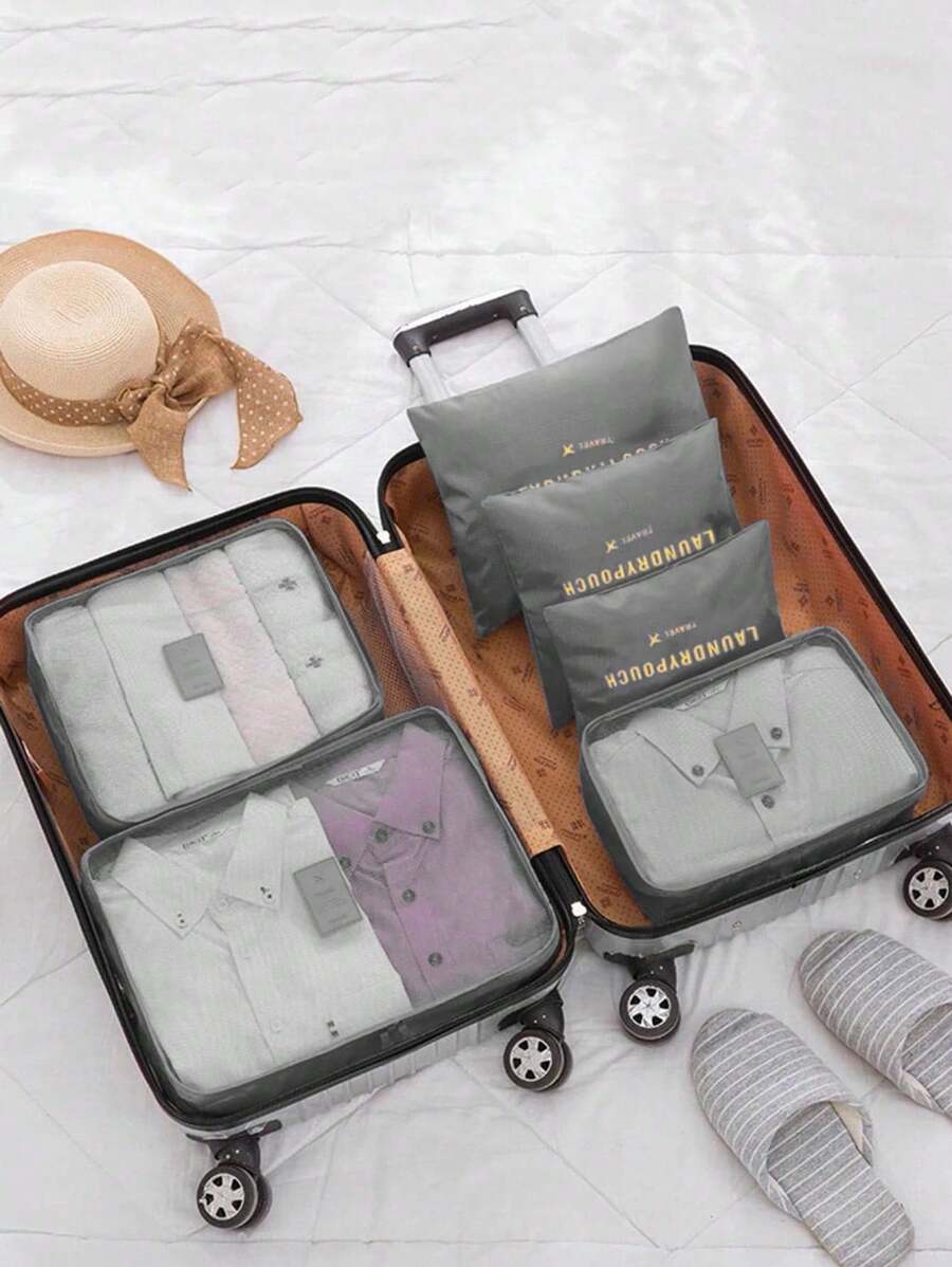 6pcs Travel Luggage Packing Cubes, Suitcase Clothes Storage Bag