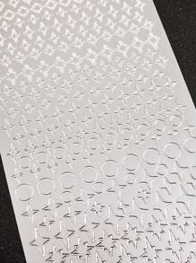 1 pieza Etiqueta adhesiva con estampado en caliente dorado/plateado con forma de estrella plateada, perfecta para scrapbooking, diarios DIY, álbumes, decoración de cajas de regalo, útiles escolares, regreso a clases