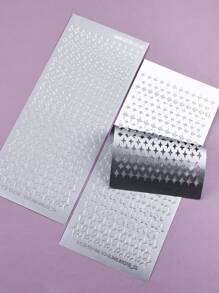 1 pieza Etiqueta adhesiva con estampado en caliente dorado/plateado con forma de estrella plateada, perfecta para scrapbooking, diarios DIY, álbumes, decoración de cajas de regalo, útiles escolares, regreso a clases