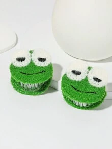 2入組女士卡通動物青蛙甜美可愛髮夾,大學風格 - 彩色 - 查看 3