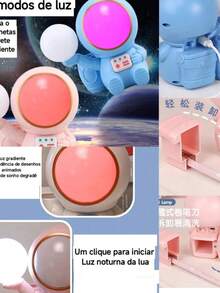 Luminaria De Astronauta luz Colorida Projetor LED apontador e porta lapis - Azul - Visão 2