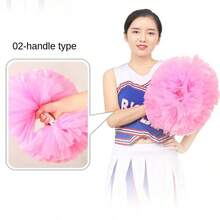 2 PCS Flower Ball Cheerleaders Holding Flower Dance Performance Props Square Dance Ball Dance Handle Shake Flower Students Cheer, Suitable For Outdoor - Handle White Purple - View 5