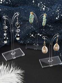 3 件/組透明壓克力樹枝設計耳環展示架,適合懸掛或展示耳環和珠寶 - 無色 - 查看 1