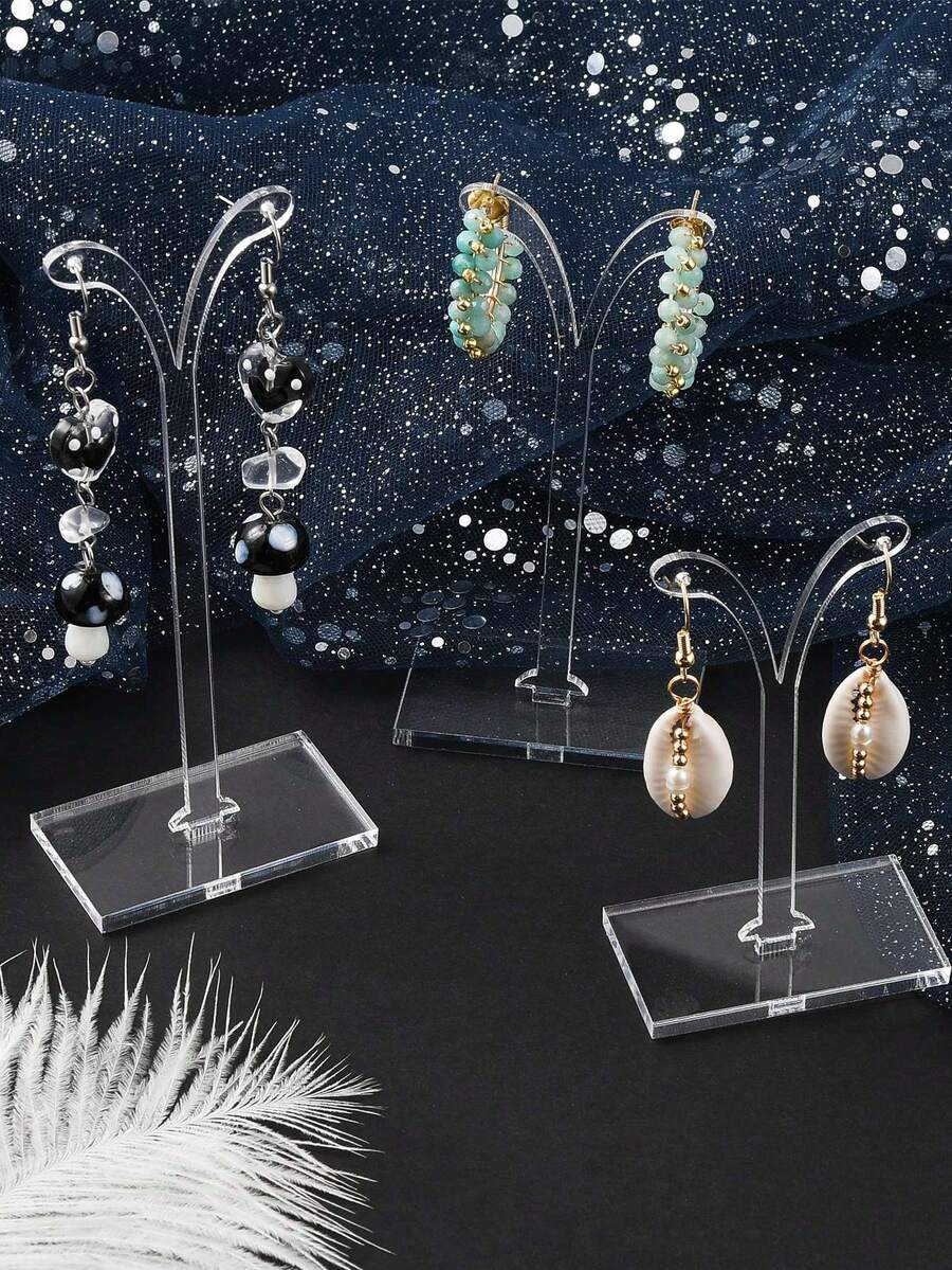 3 件/組透明壓克力樹枝設計耳環展示架,適合懸掛或展示耳環和珠寶 - 無色 - 查看 1