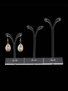 3 件/組透明壓克力樹枝設計耳環展示架,適合懸掛或展示耳環和珠寶 - 無色 - 查看 3