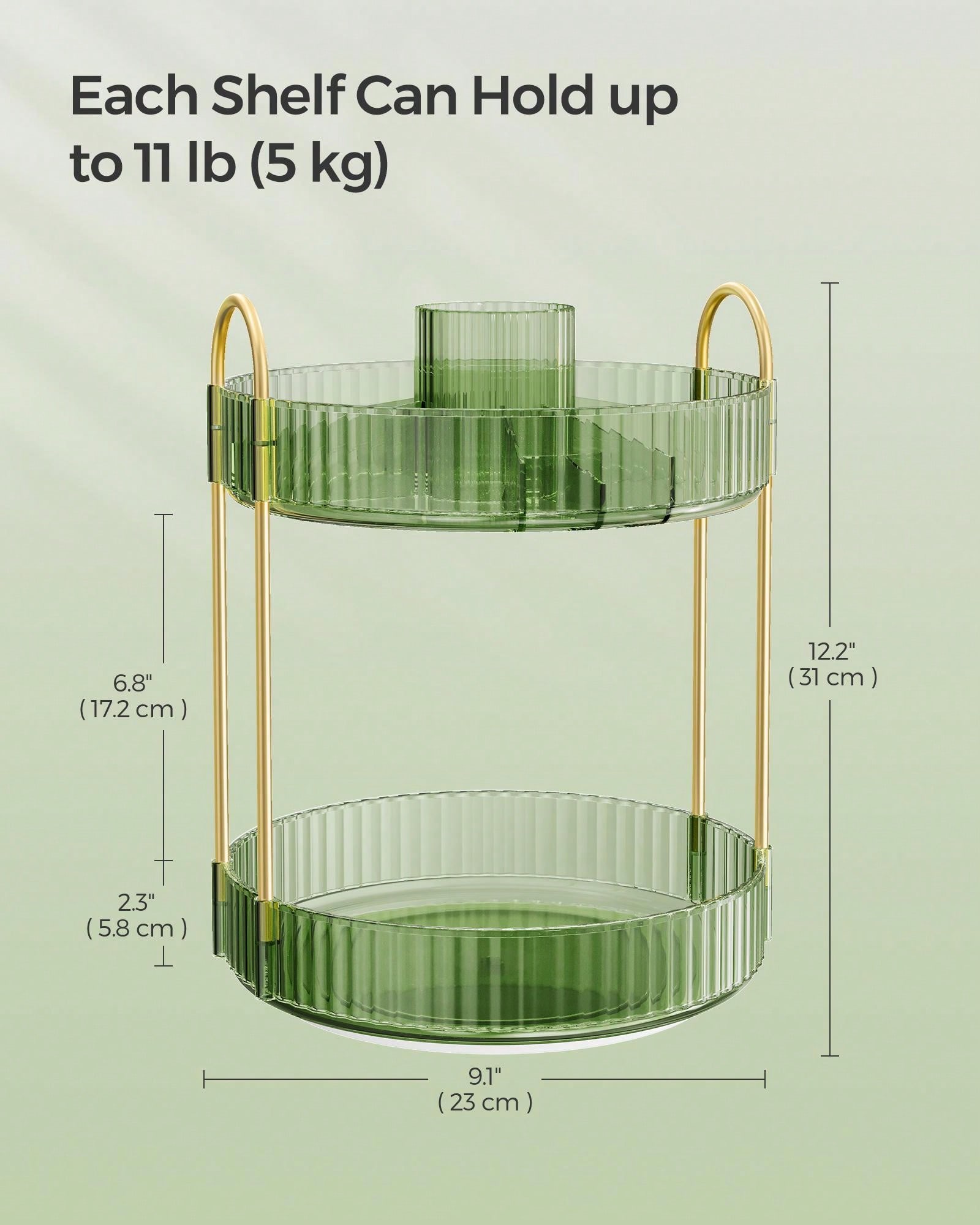 SONGMICS Makeup Organizer, 2Tier Round Rotating Skincare Organizer