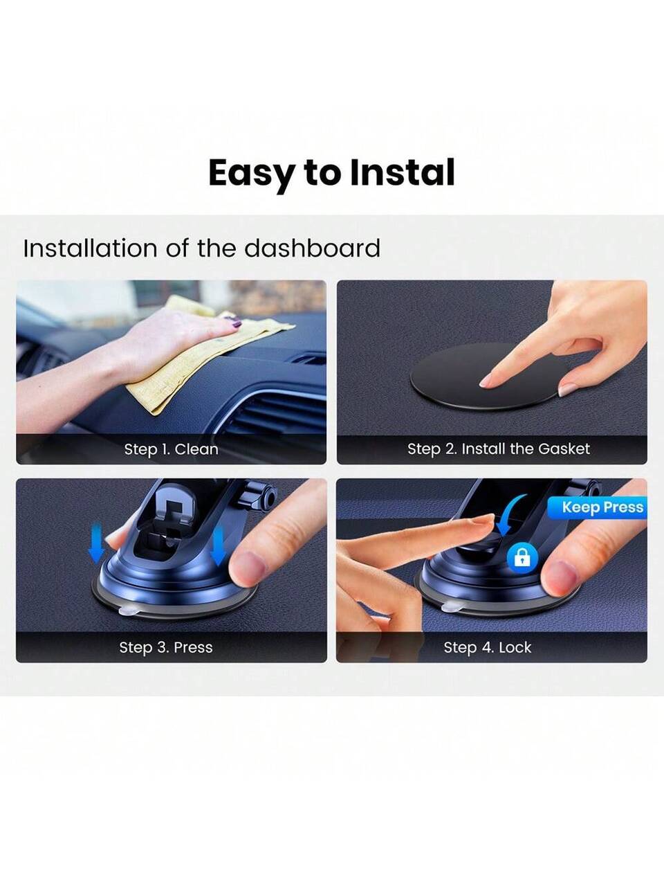 TOPK Car Phone Holder Car Navigation Bracket Dashboard Suction Cup Type Cellphone Holder Mount For Both Portrait And Landscape, Upgraded With Reinforced Suction Cup