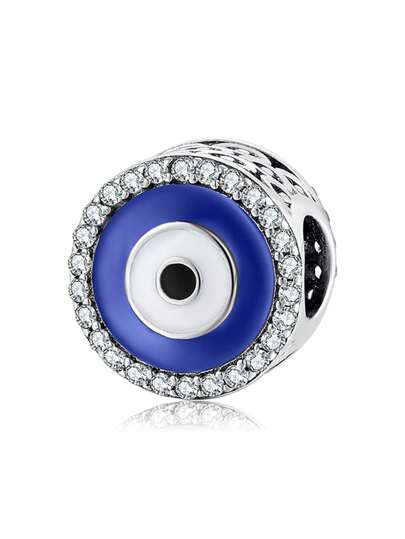 Cubic Zirconia Decor Eye Silver DIY Bead