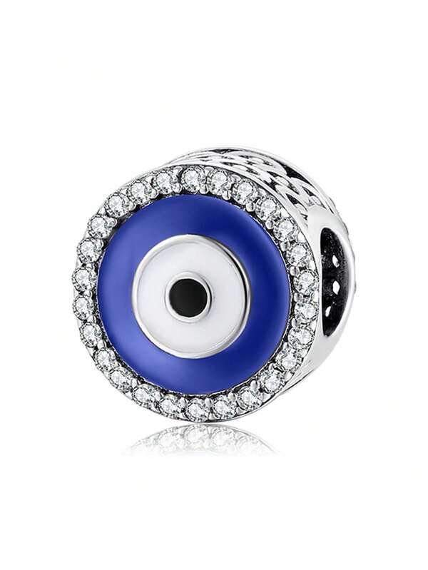 Cubic Zirconia Decor Eye Silver DIY Bead